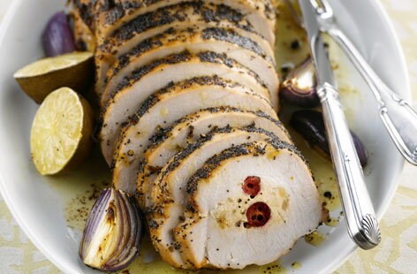 Image of "Roast turkey breasts stuffed with apricots and cranberries"