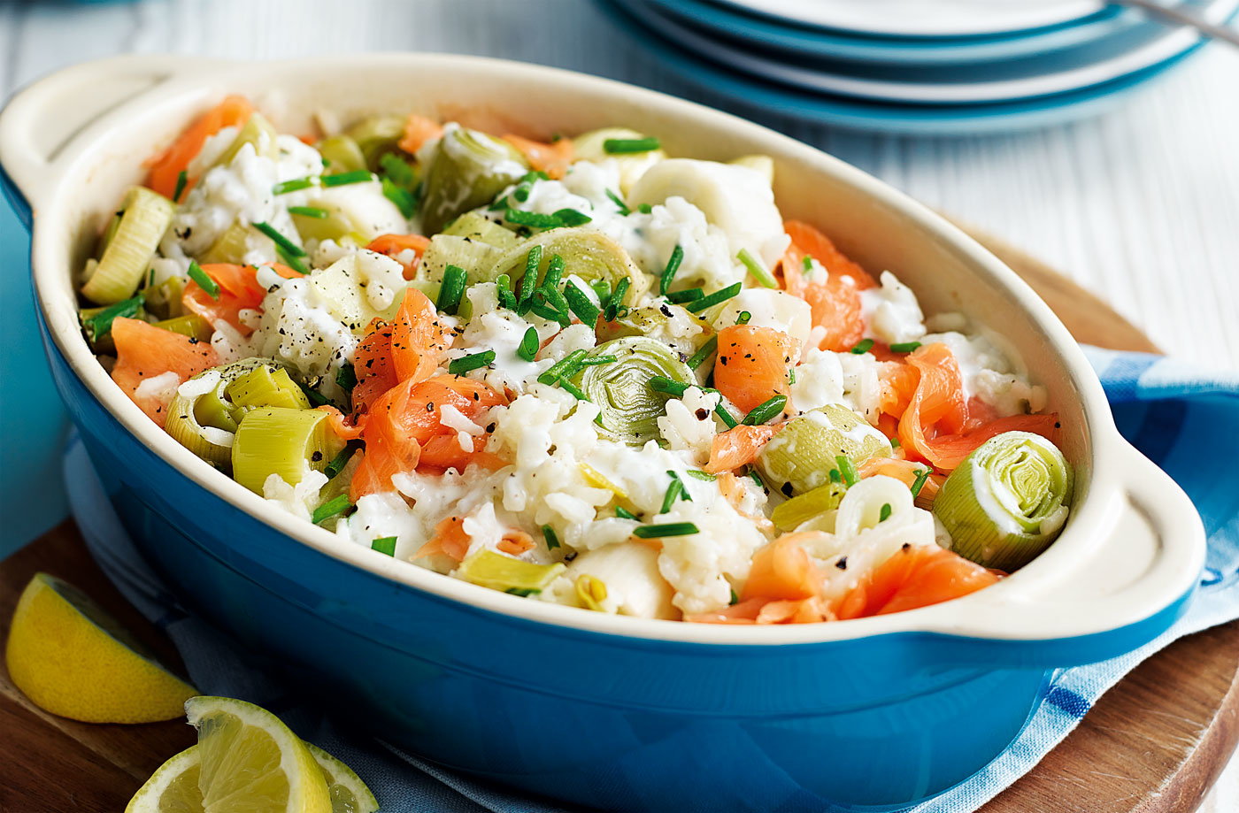 Salmon and leek risotto