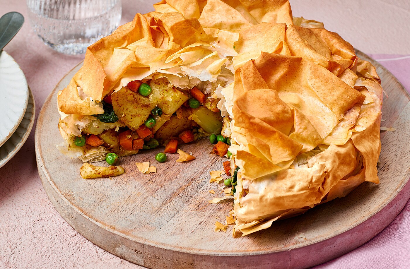 Filo samosa pie