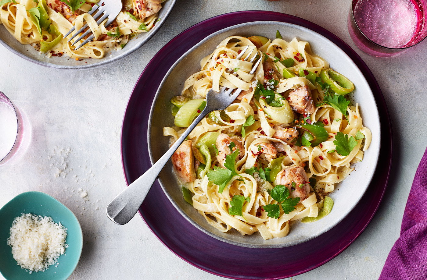Chicken and leek alfredo