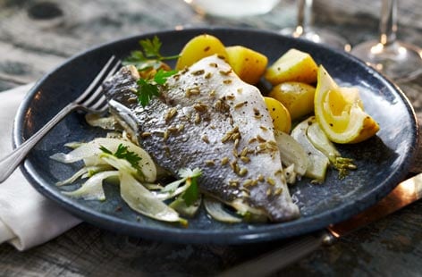 Image of "Sea bass with fennel and lemon"