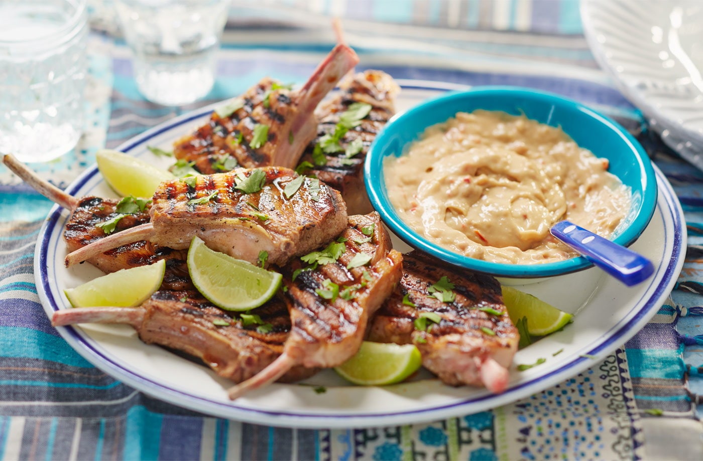 BBQ lamb chops with satay sauce