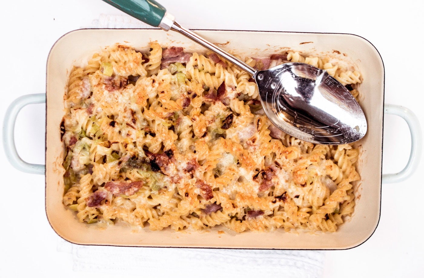 Smoked bacon and leek pasta