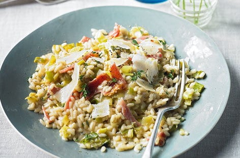 Leek and bacon risotto with fresh thyme