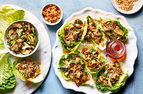 Image of "Thai-style mushroom lettuce cups"