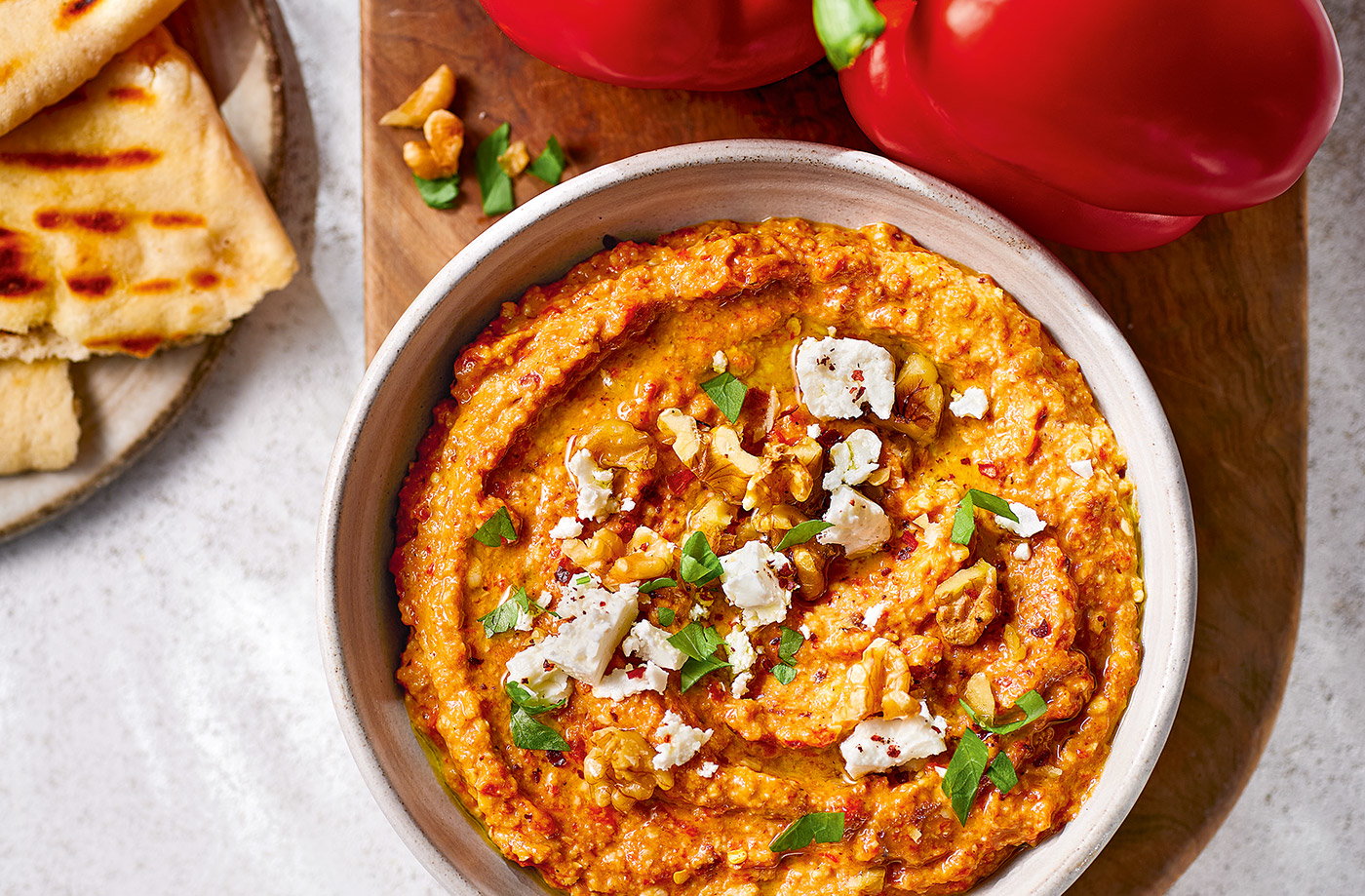 Smoky red pepper dip (muhammara)