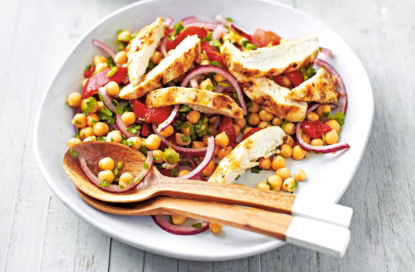 Coriander and lime chicken with chickpea salad