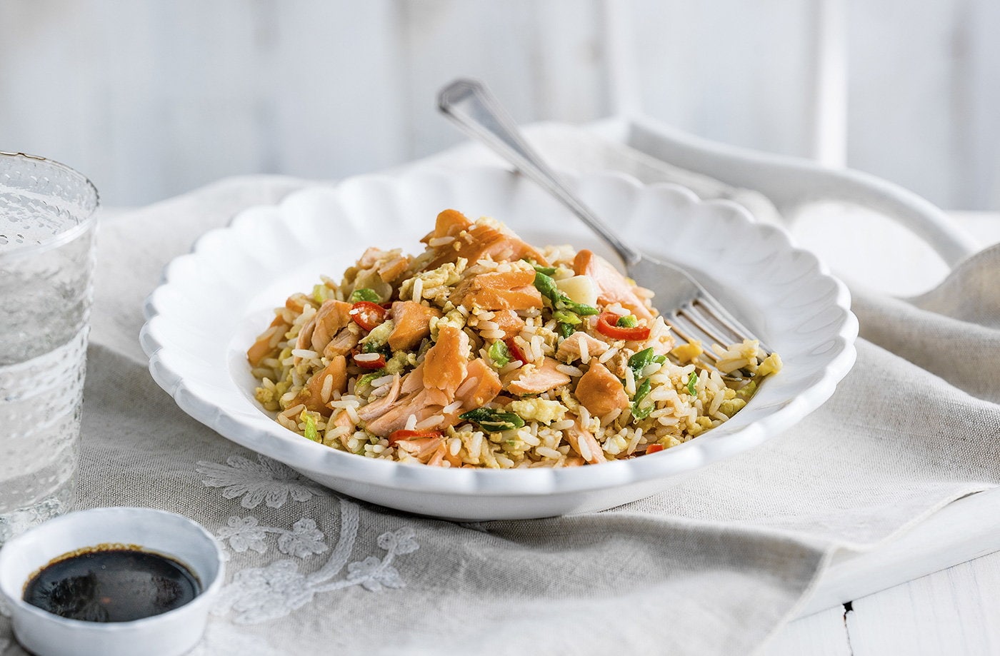 Salmon egg-fried rice