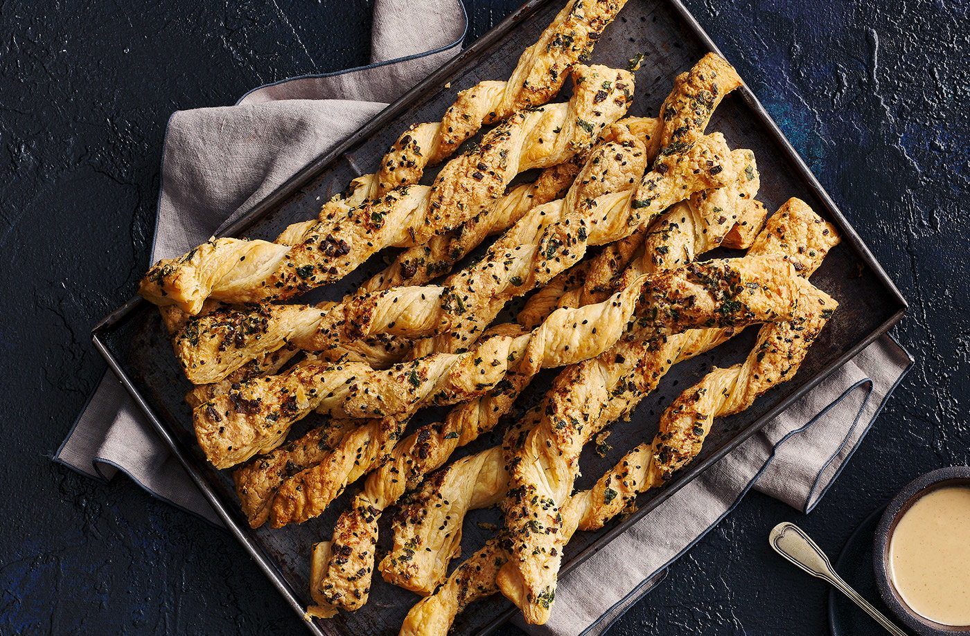 Tahini, garlic and parsley twists