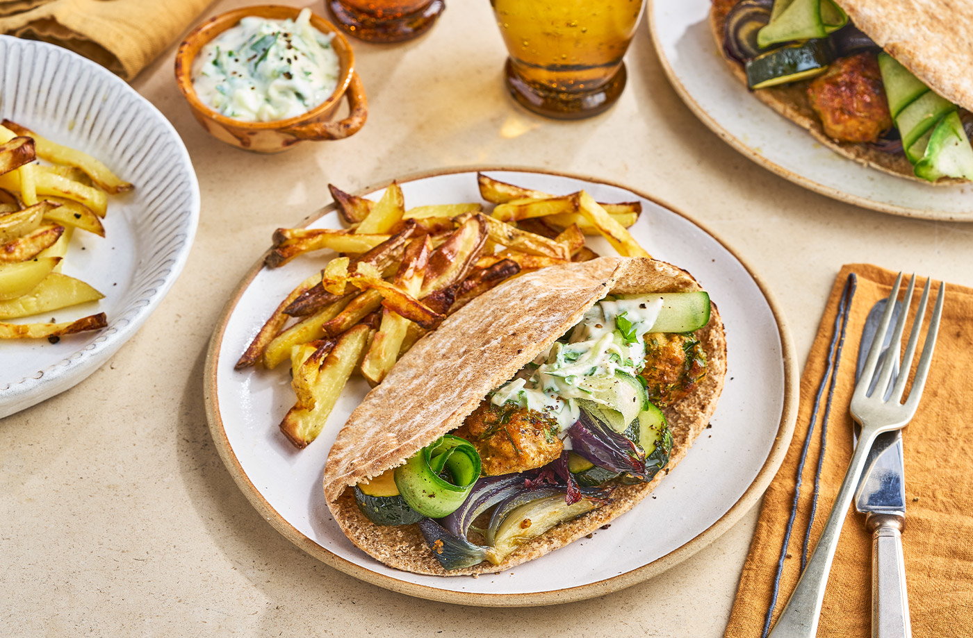 Korma pork and veg skewers