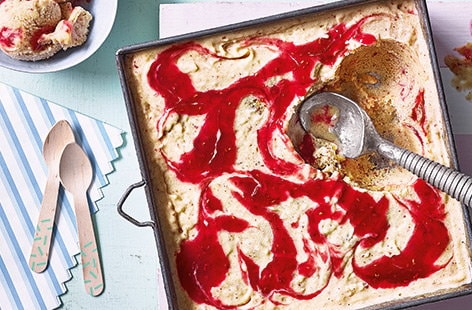 Image of "No-churn peach Melba sorbet"
