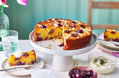 Image of "Cherry, lemon and polenta cake"
