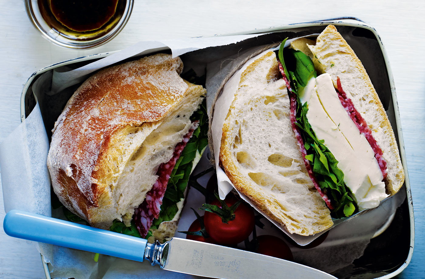 Crusty Italian roll with balsamic tomatoes