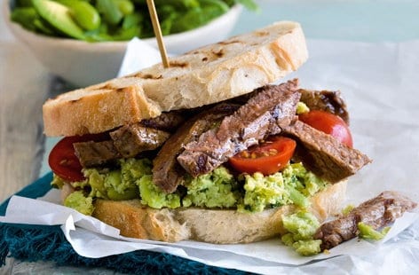 Image of "Sourdough steak sandwich with bean pesto"
