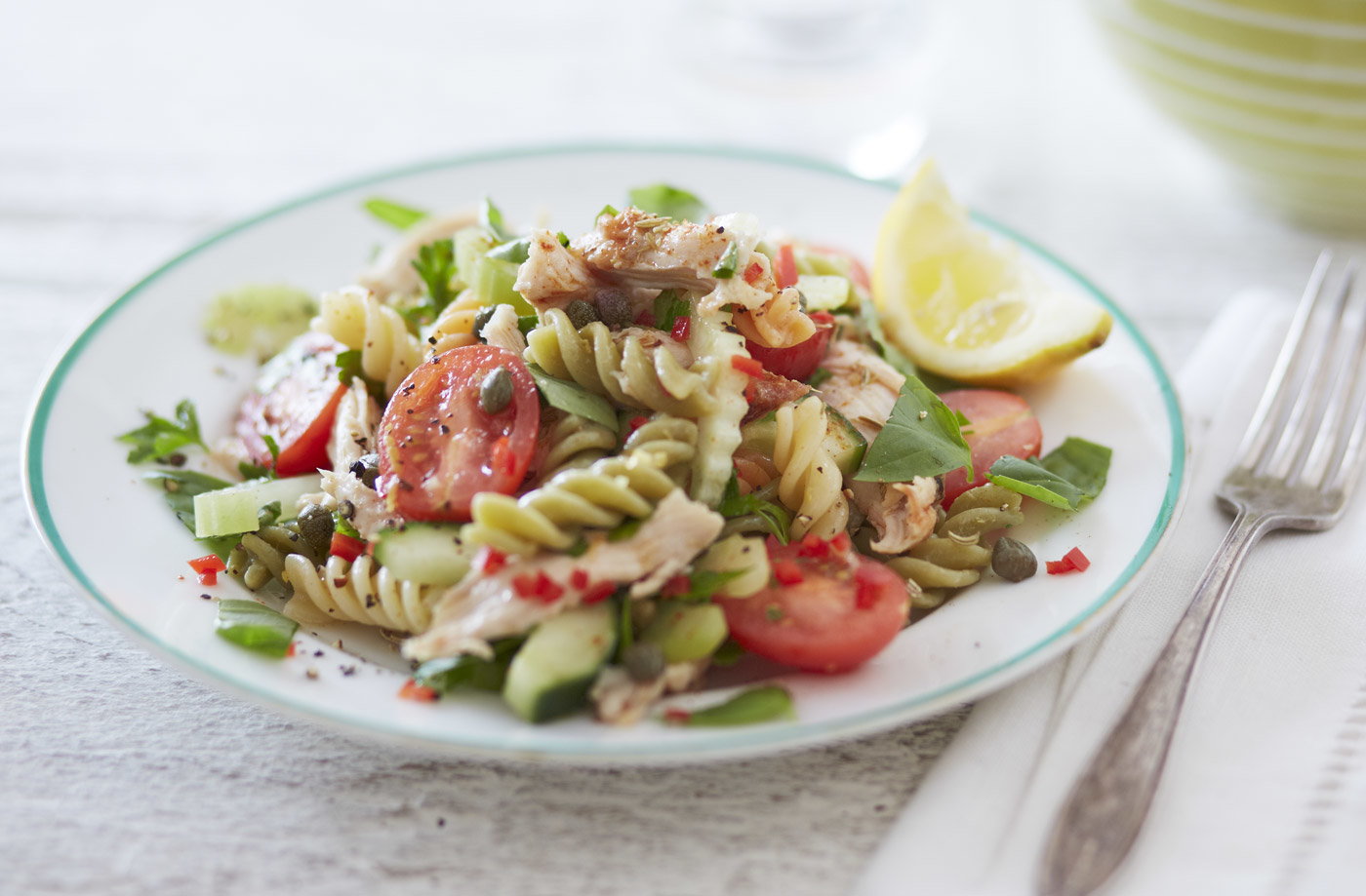 Spicy chicken pasta salad
