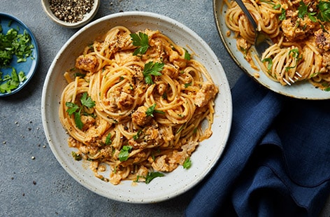 Sausage stroganoff spaghetti