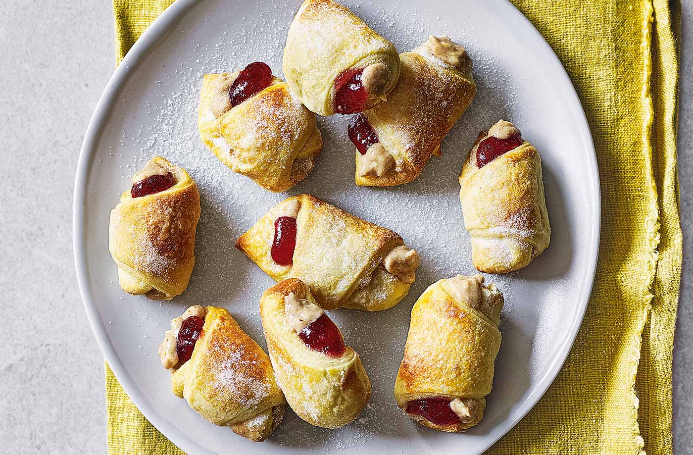 Mini peanut butter and jam croissant twists