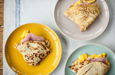 Image of "Mark Dodson’s ham and eggs with potato pancakes"