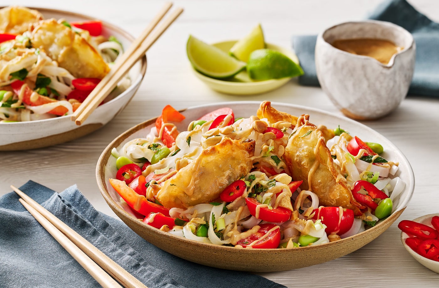 Summer dumpling noodle salad