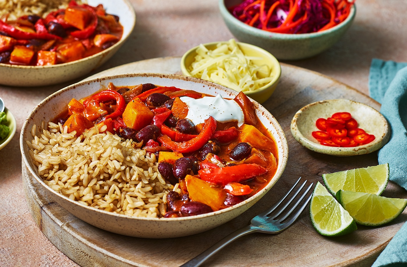 Slow-cooker veggie fajita rice bowl