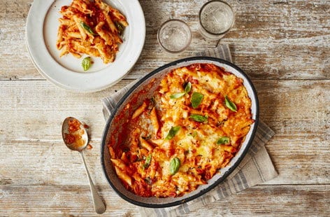 Image of "Penne pasta and tomato bake	"