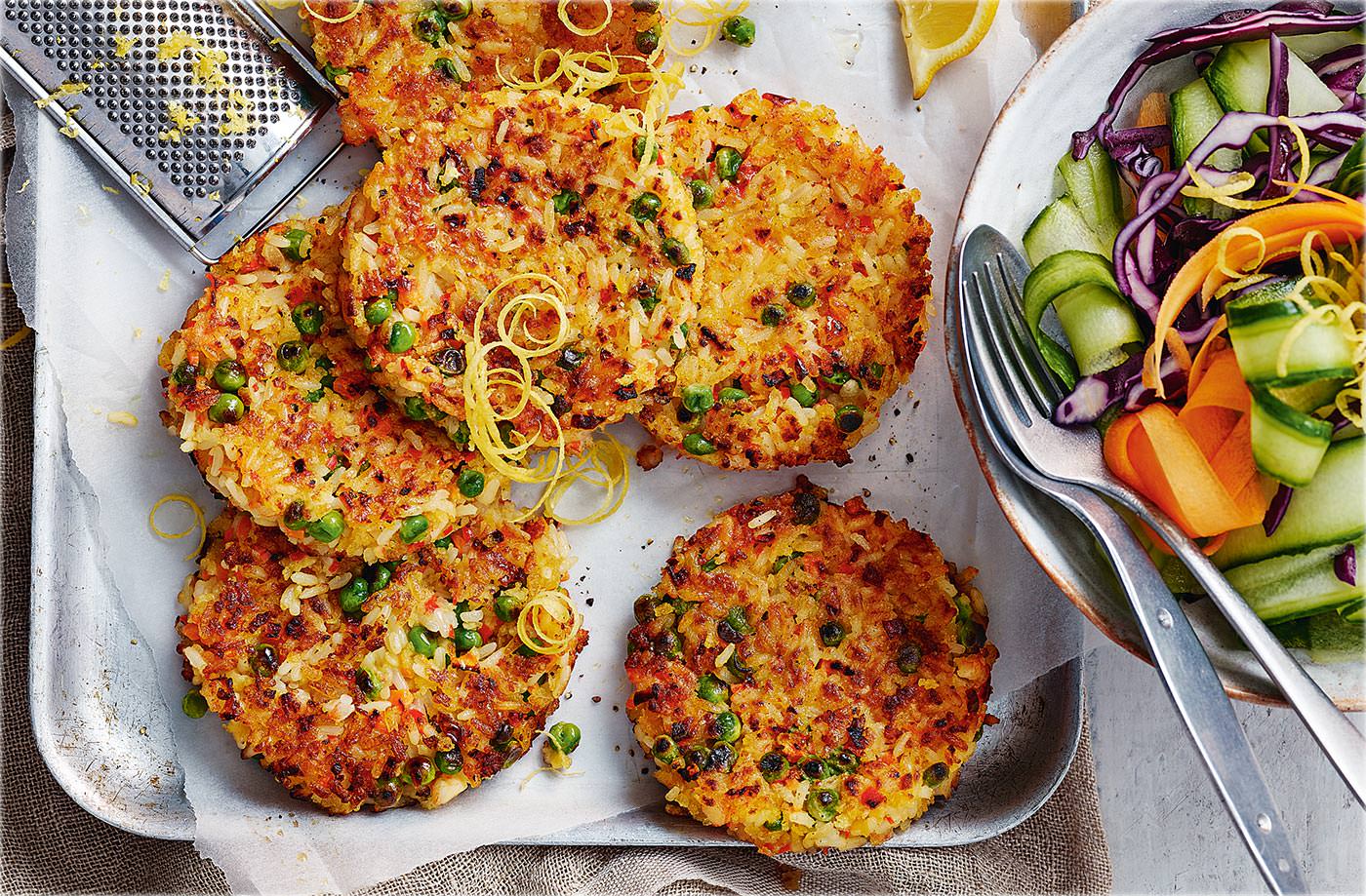 Prawn paella cakes
