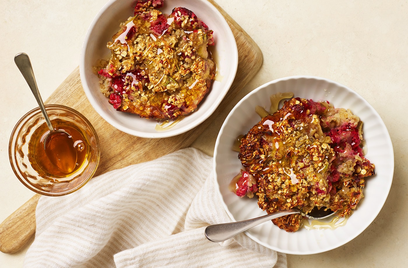 Pear and raspberry baked oats