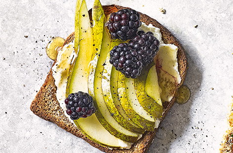 Image of "Pear, ricotta and honey toast topper"