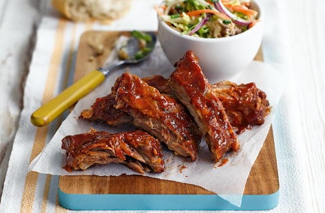 Image of "Sticky ribs with crunchy autumn coleslaw"