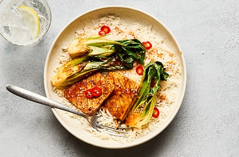 Gochujang tofu with pak choi