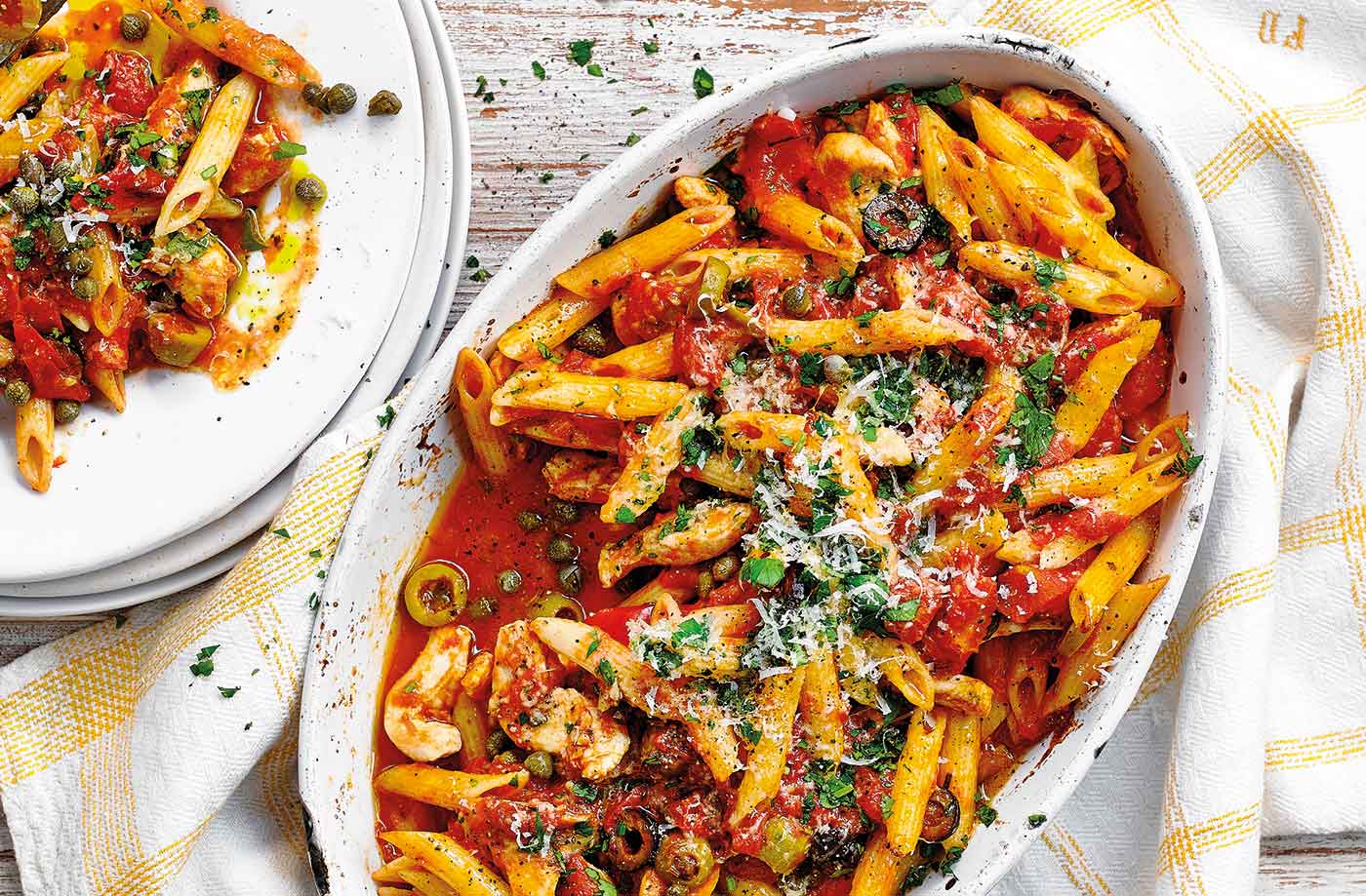 Chicken puttanesca bake