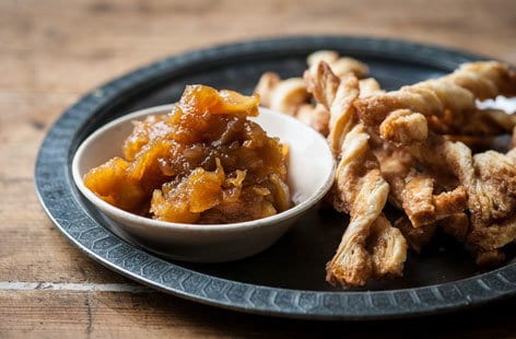 Image of "Graham Campbell's spiced apple chutney with cinnamon twirls "