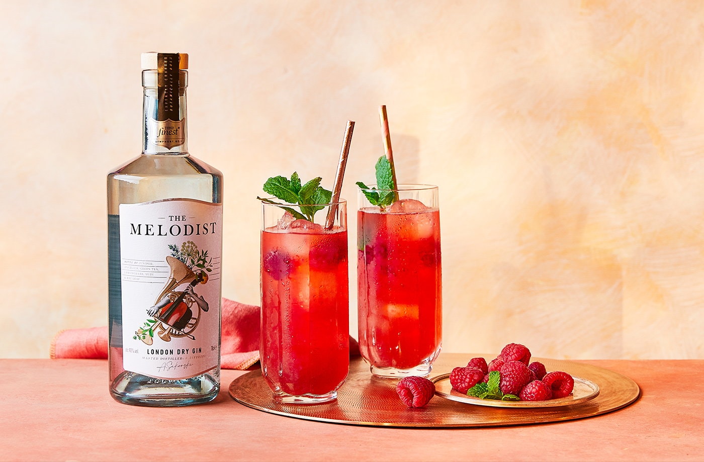 Raspberry and elderflower Collins