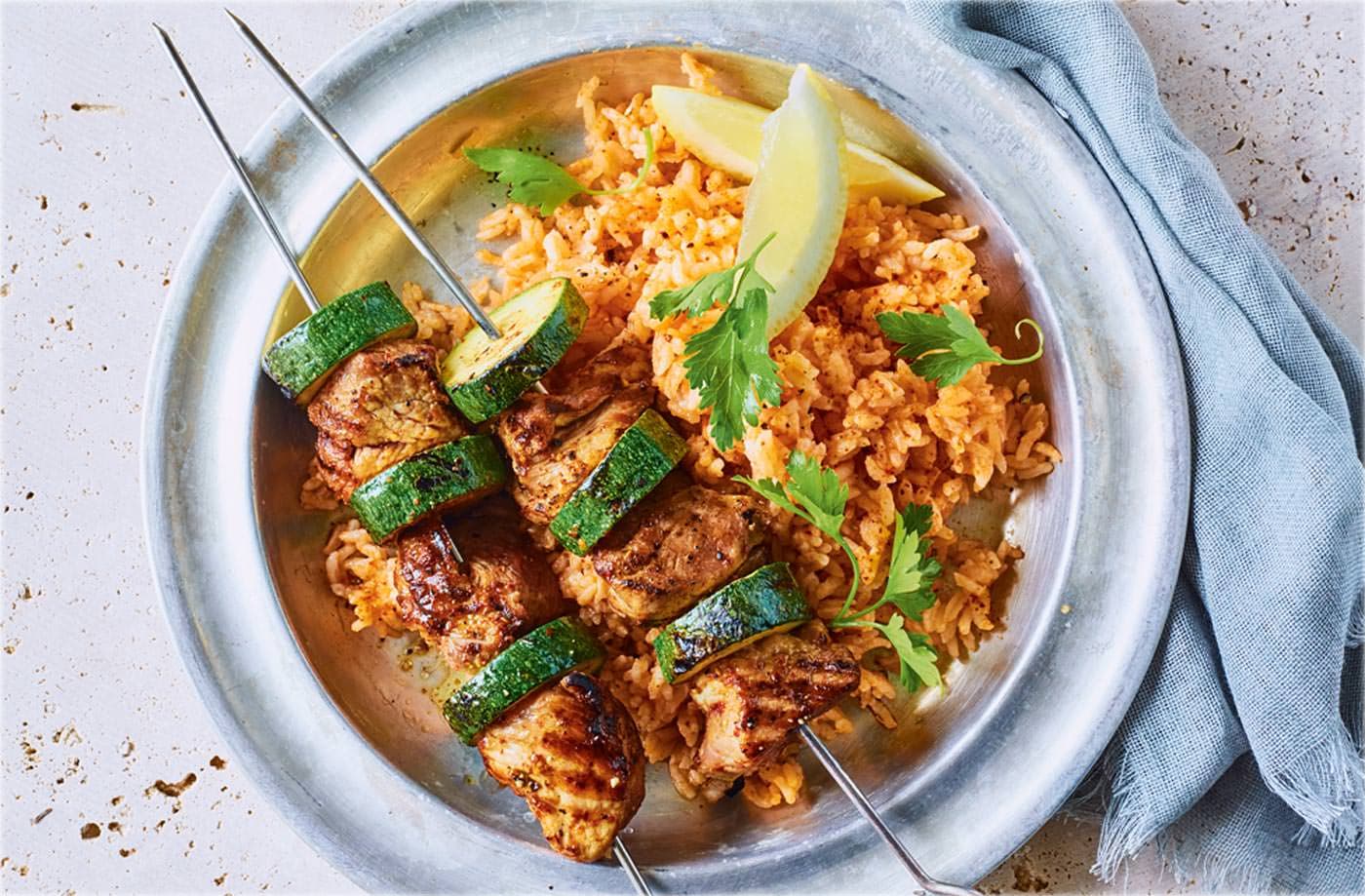 Piri-piri pork kebabs