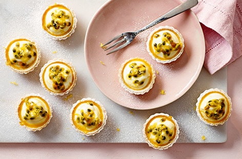 Mini lemon and passion fruit tarts