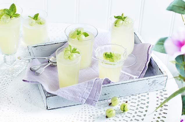 Gooseberry, mint and prosecco jellies