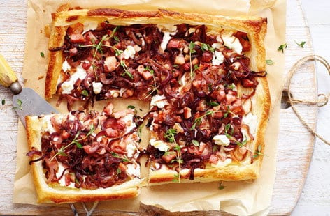 Image of "Ricotta, bacon and red onion tart"