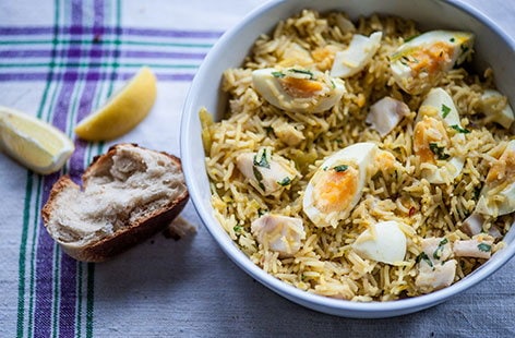 Image of "Nathan Outlaw's kedgeree with boiled eggs"