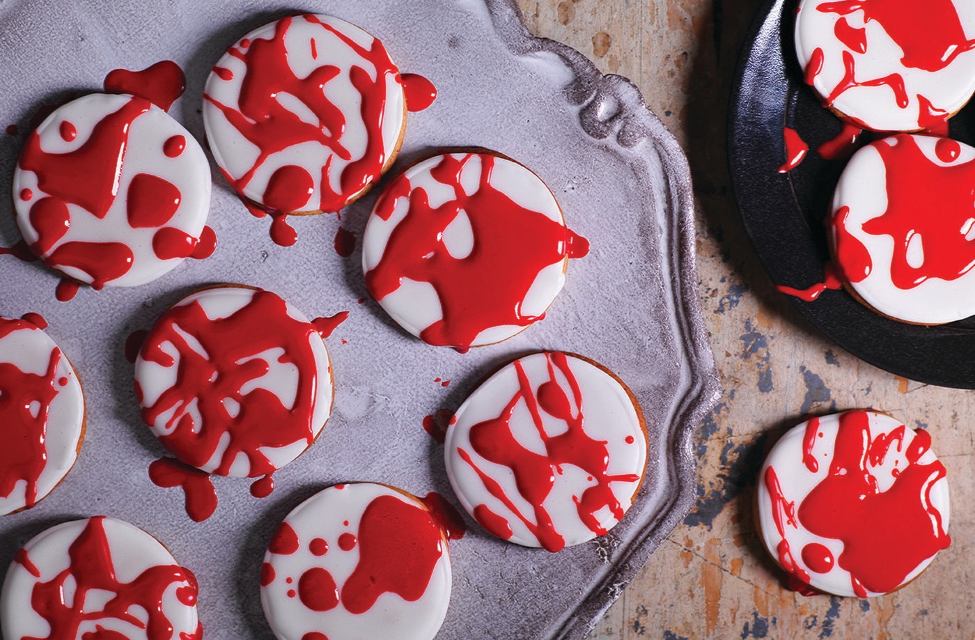 Blood-splattered gingerbread biscuits