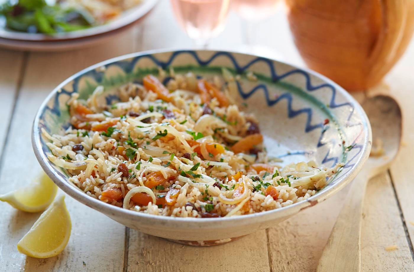 Piri piri rice with sultanas and apricots
