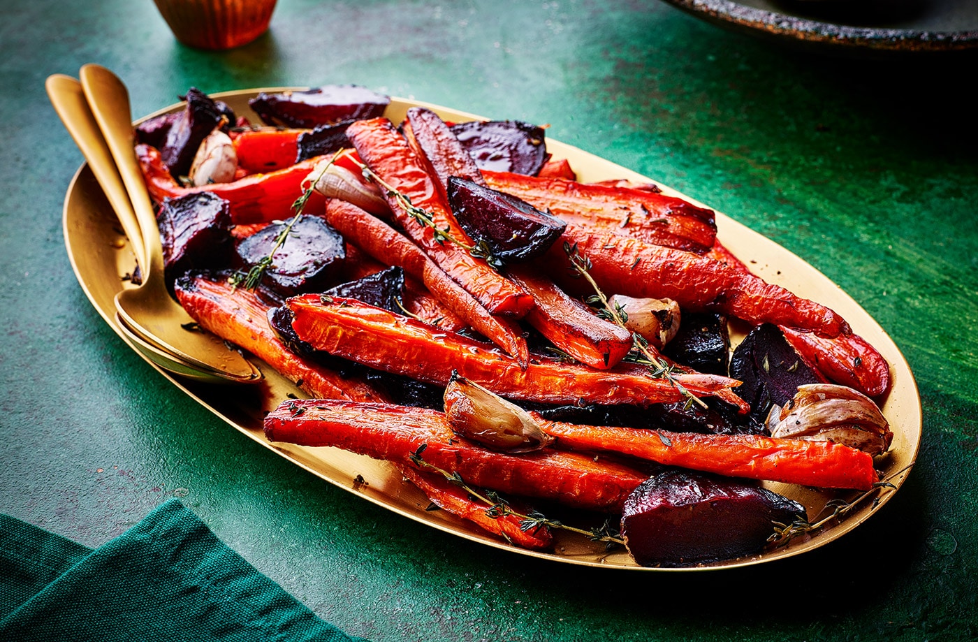 Sticky balsamic beetroot and carrots