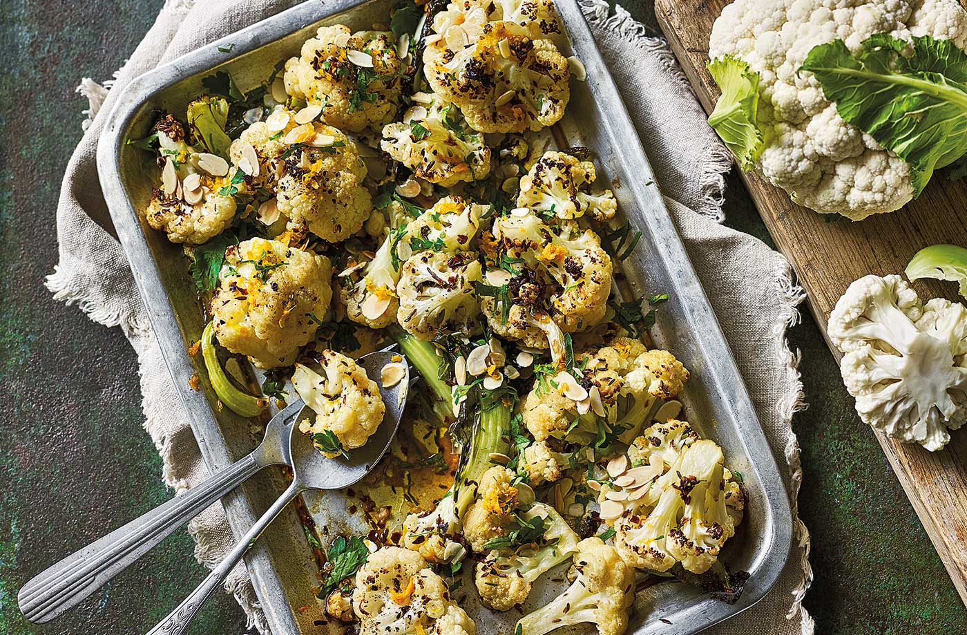 Roasted cauliflower with orange dressing