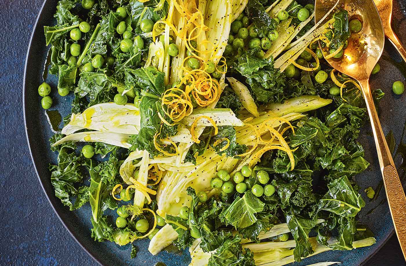 Kale, pea and fennel salad