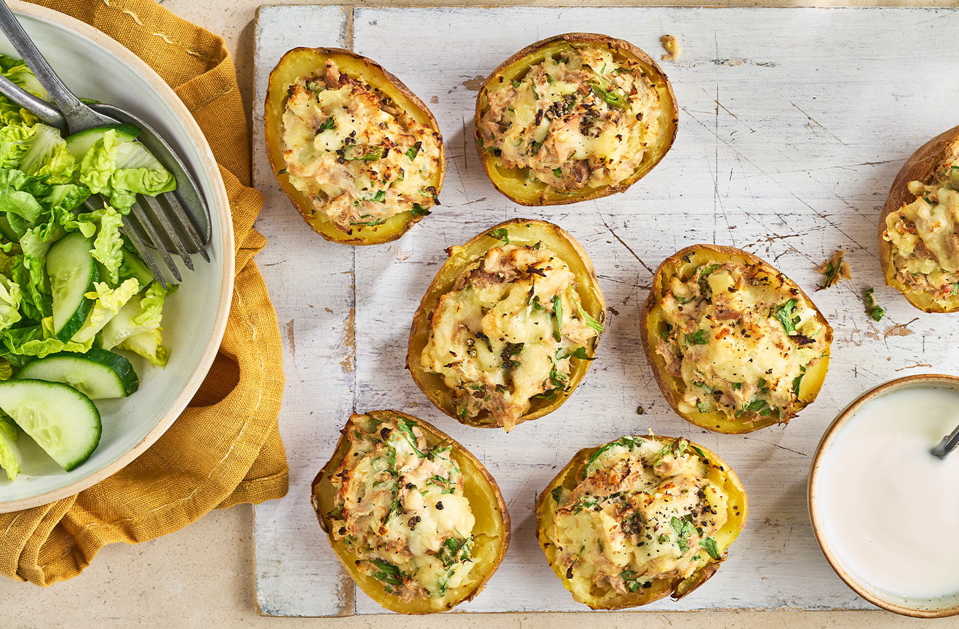 Tuna melt potato skins