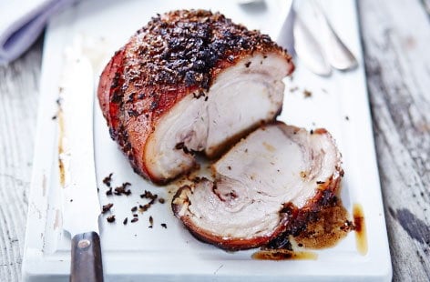 Image of "Rolled pork loin with fennel seed crust"