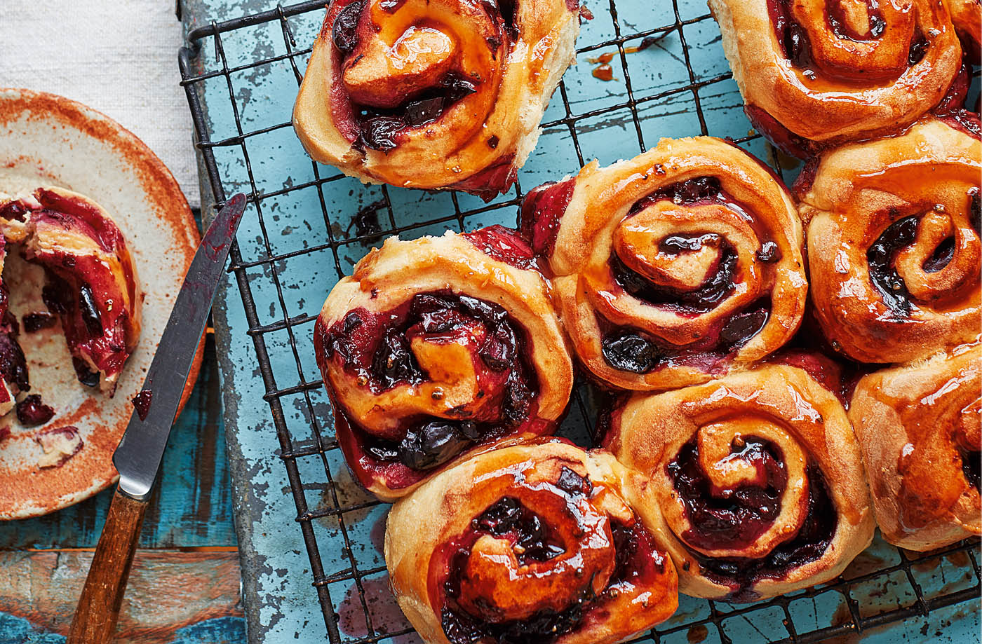 Cherry and cardamom swirls