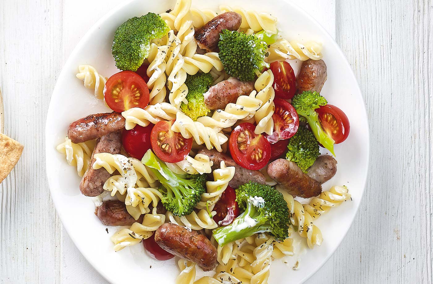 'Tiny tree' and sausage pasta