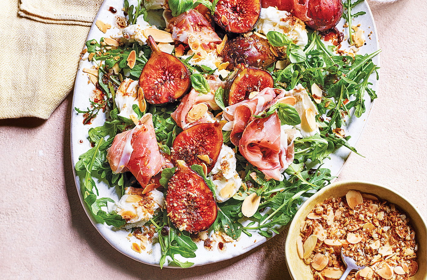 Marinated fig, Parma ham and mozzarella salad
