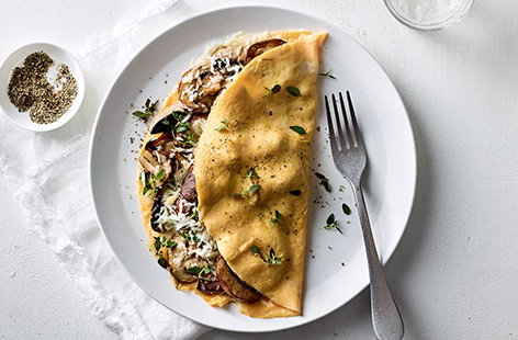 Image of "Mushroom, goat's cheese and thyme omelette"