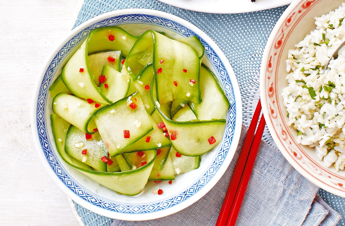 Marinated cucumber with garlic and chilli